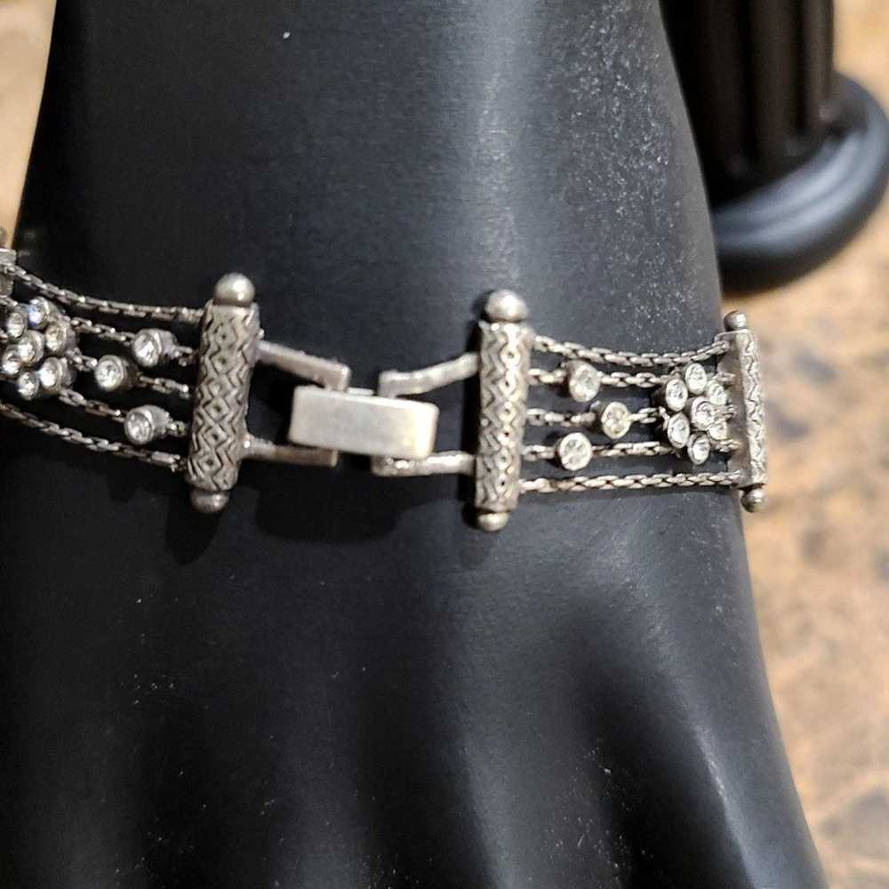 Vintage floral rhinestone bracelet - image 4