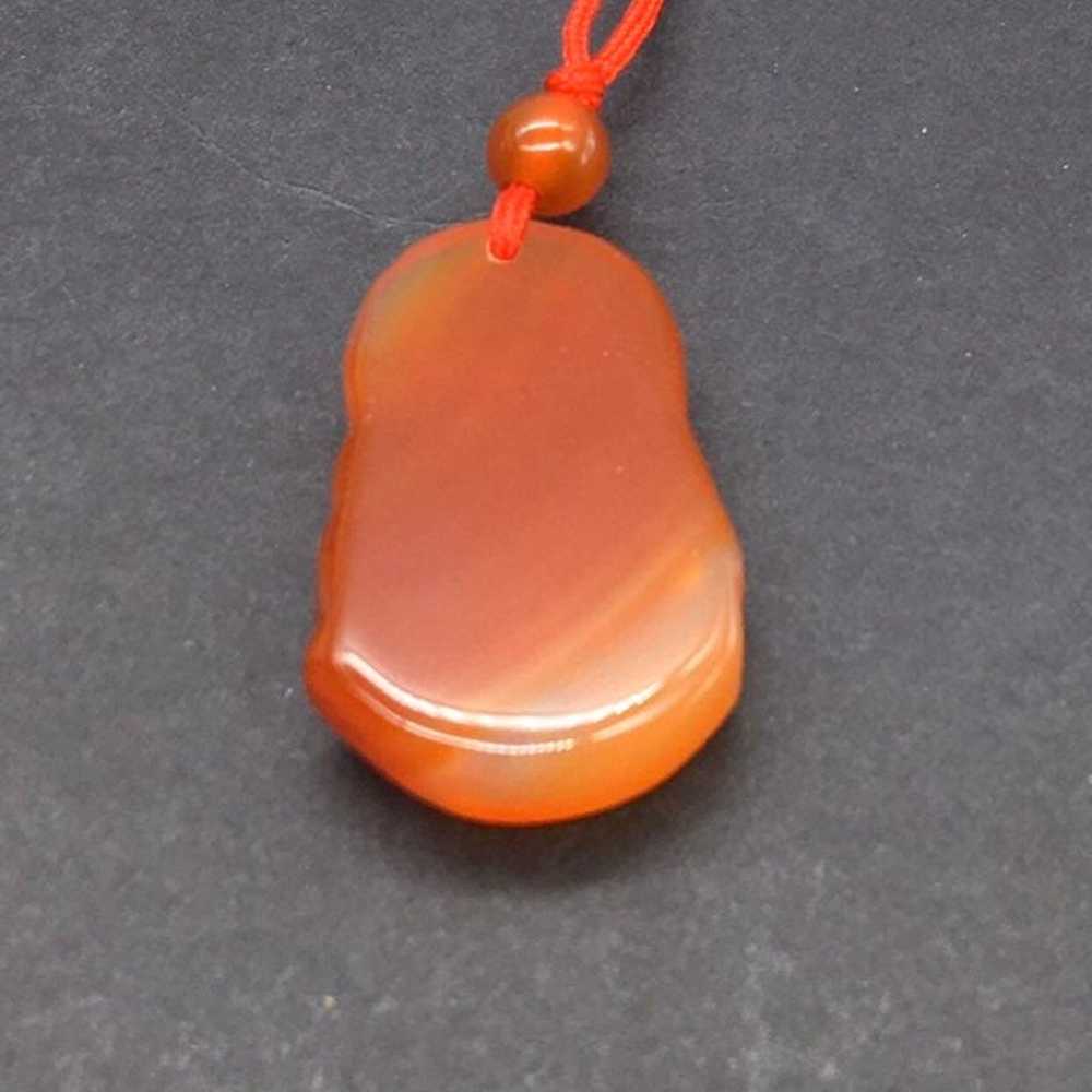 Vintage Carnelian Buddha Carved Necklace - image 3