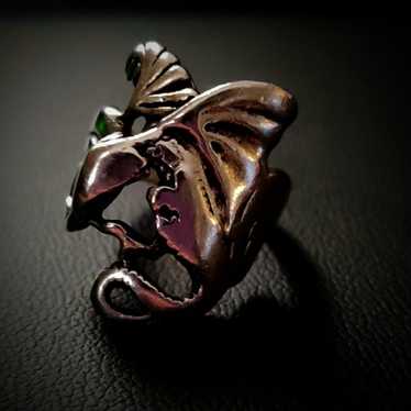 Vintage Sterling Silver Dragon Ring - image 1