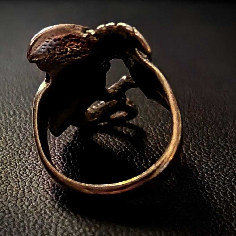 Vintage Sterling Silver Dragon Ring - image 2