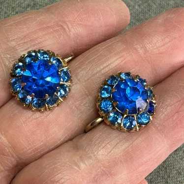 Coro blue rhinestone earrings