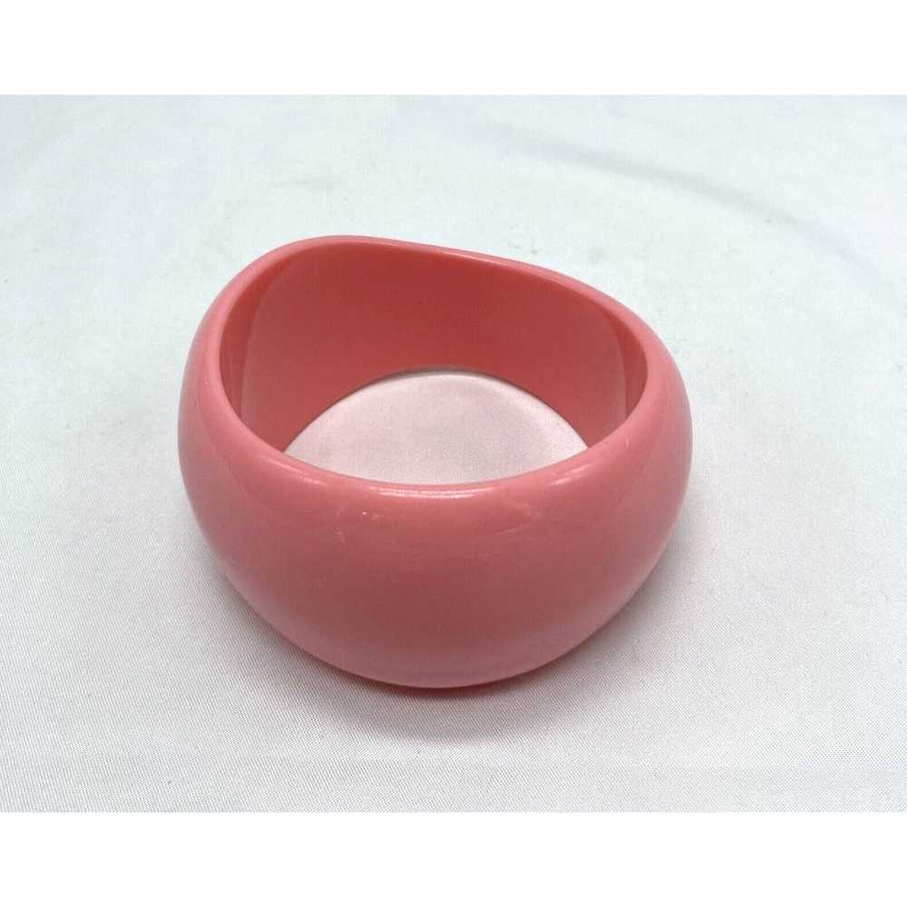 Vintage Pink Wide Bangle Bracelet Chunky Wavy Thi… - image 1