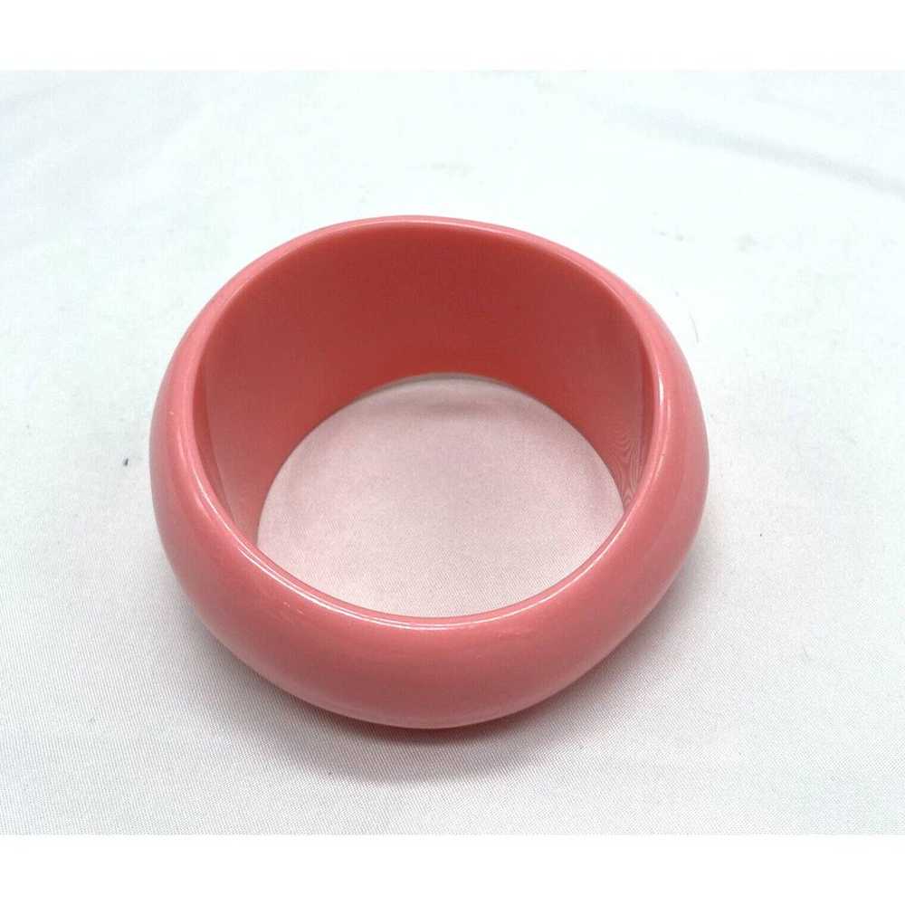 Vintage Pink Wide Bangle Bracelet Chunky Wavy Thi… - image 2