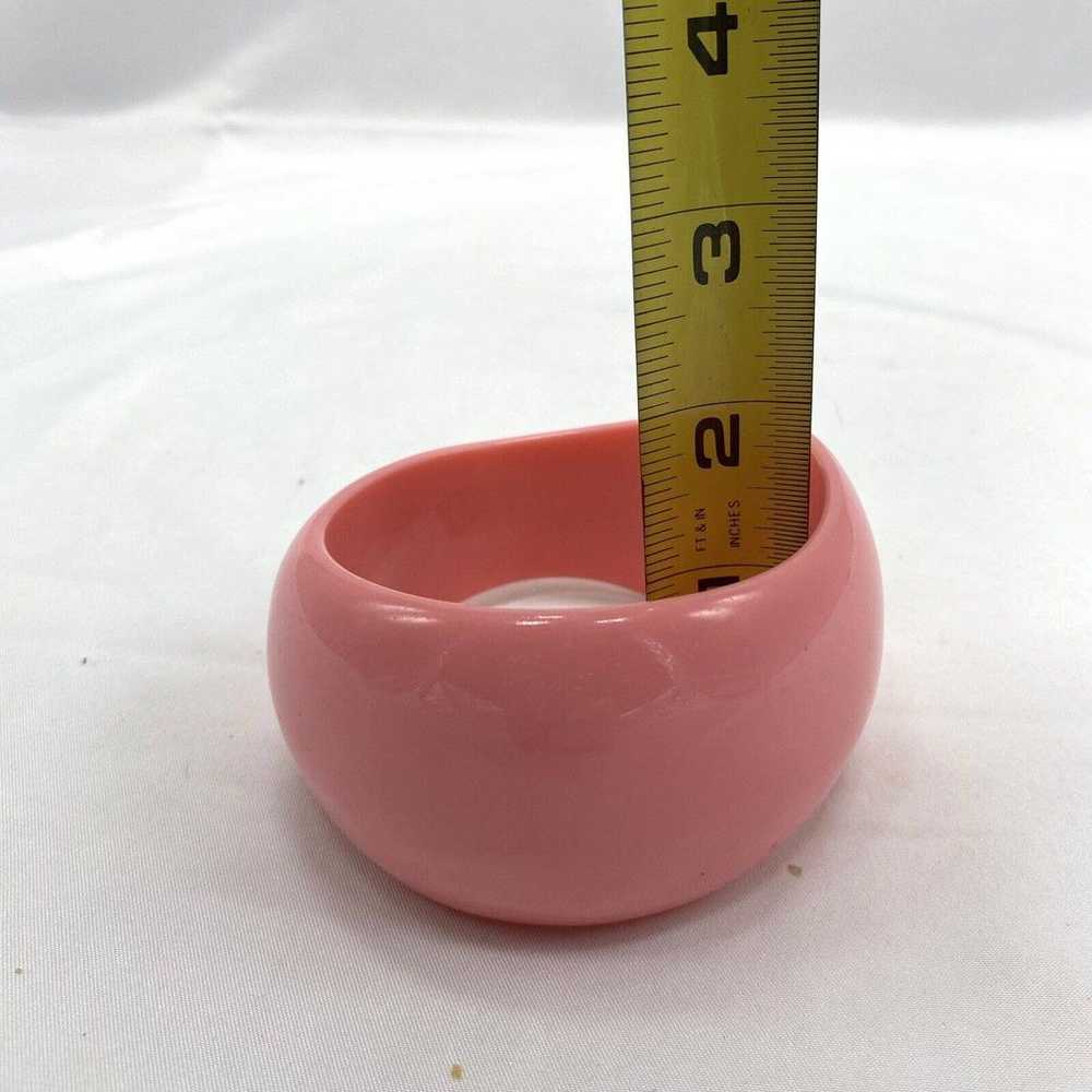 Vintage Pink Wide Bangle Bracelet Chunky Wavy Thi… - image 3