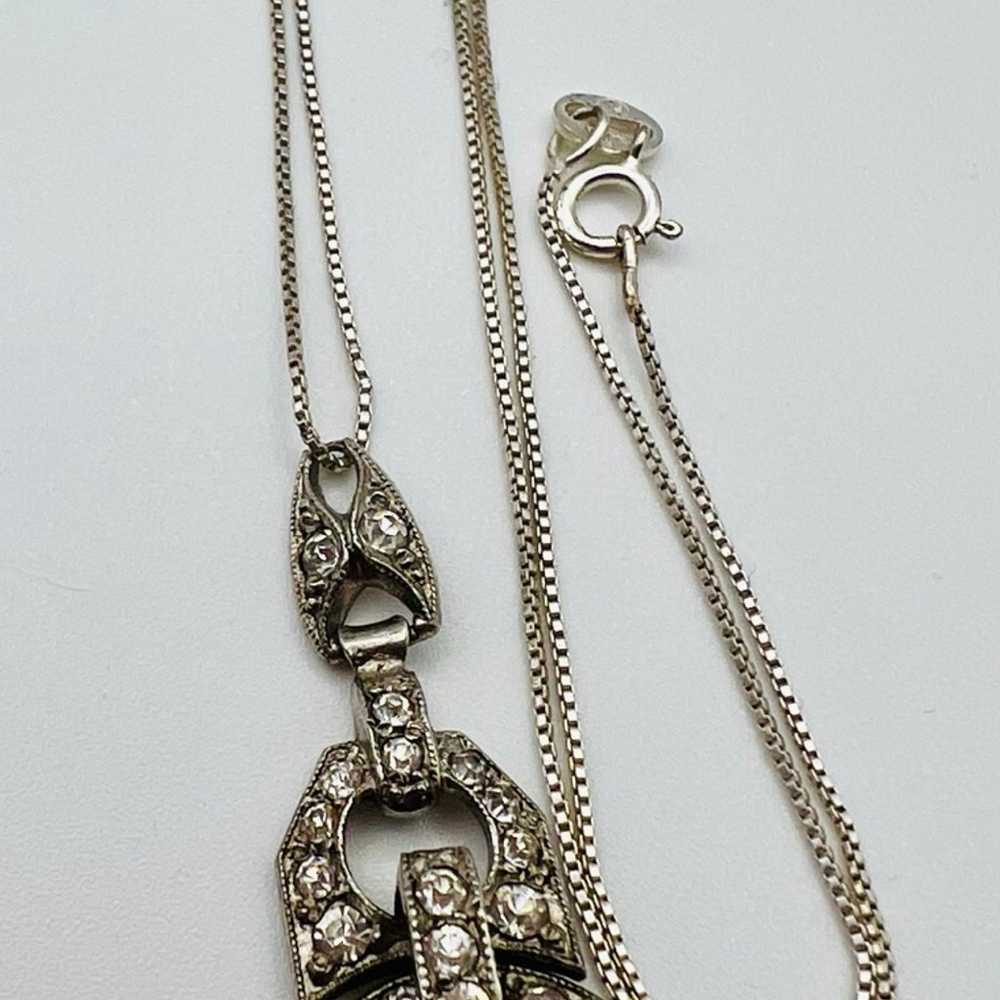 Vintage ArtDeco Sterling Paste Stone Pendant/Neck… - image 3