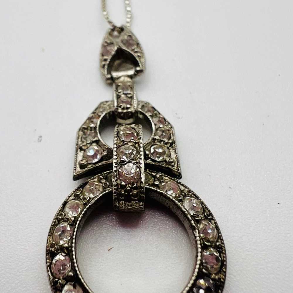 Vintage ArtDeco Sterling Paste Stone Pendant/Neck… - image 4