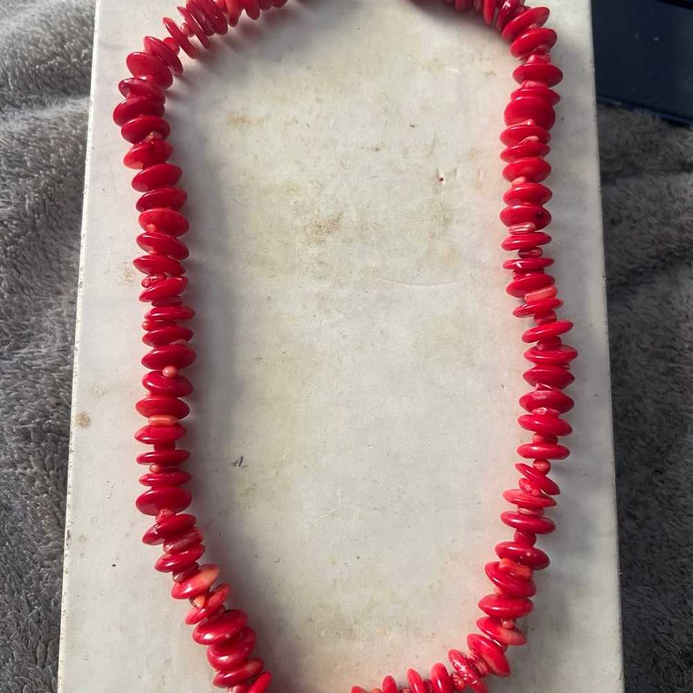 Vintage Red Coral Necklace - image 1