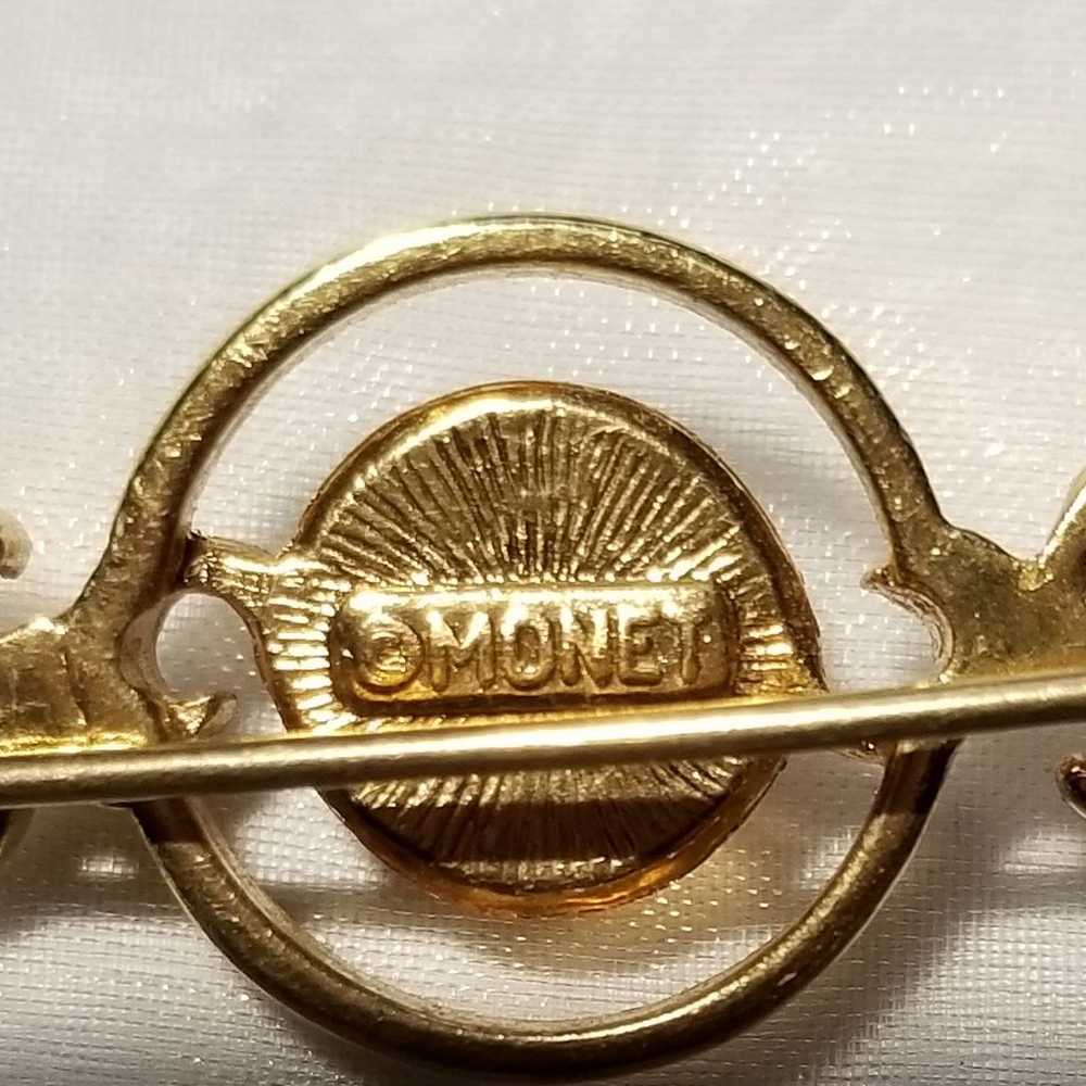 Vintage 1970s MONET  Faux Pearl Bar Pin - image 5