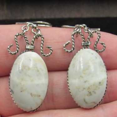 Sterling Braided White Stone Earrings