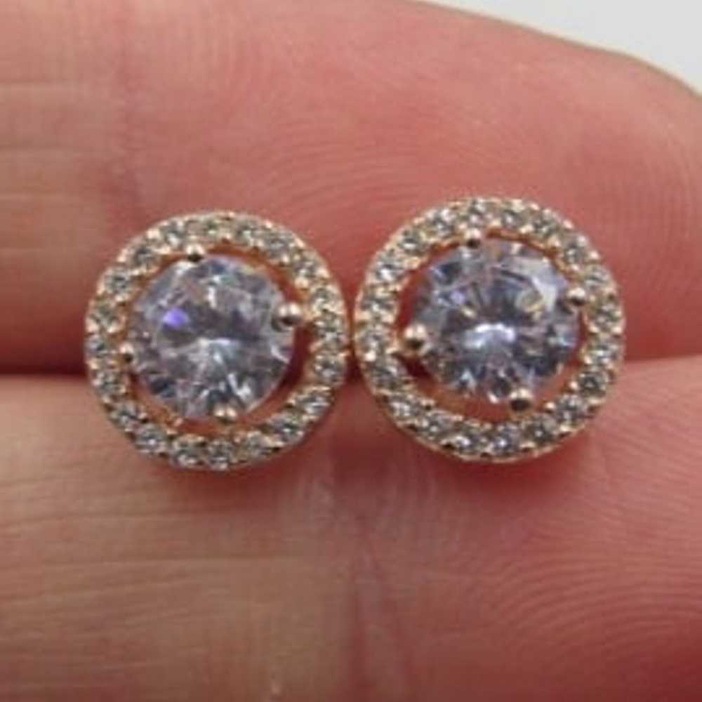 Sterling Elegant CZ Diamond Earrings - image 1