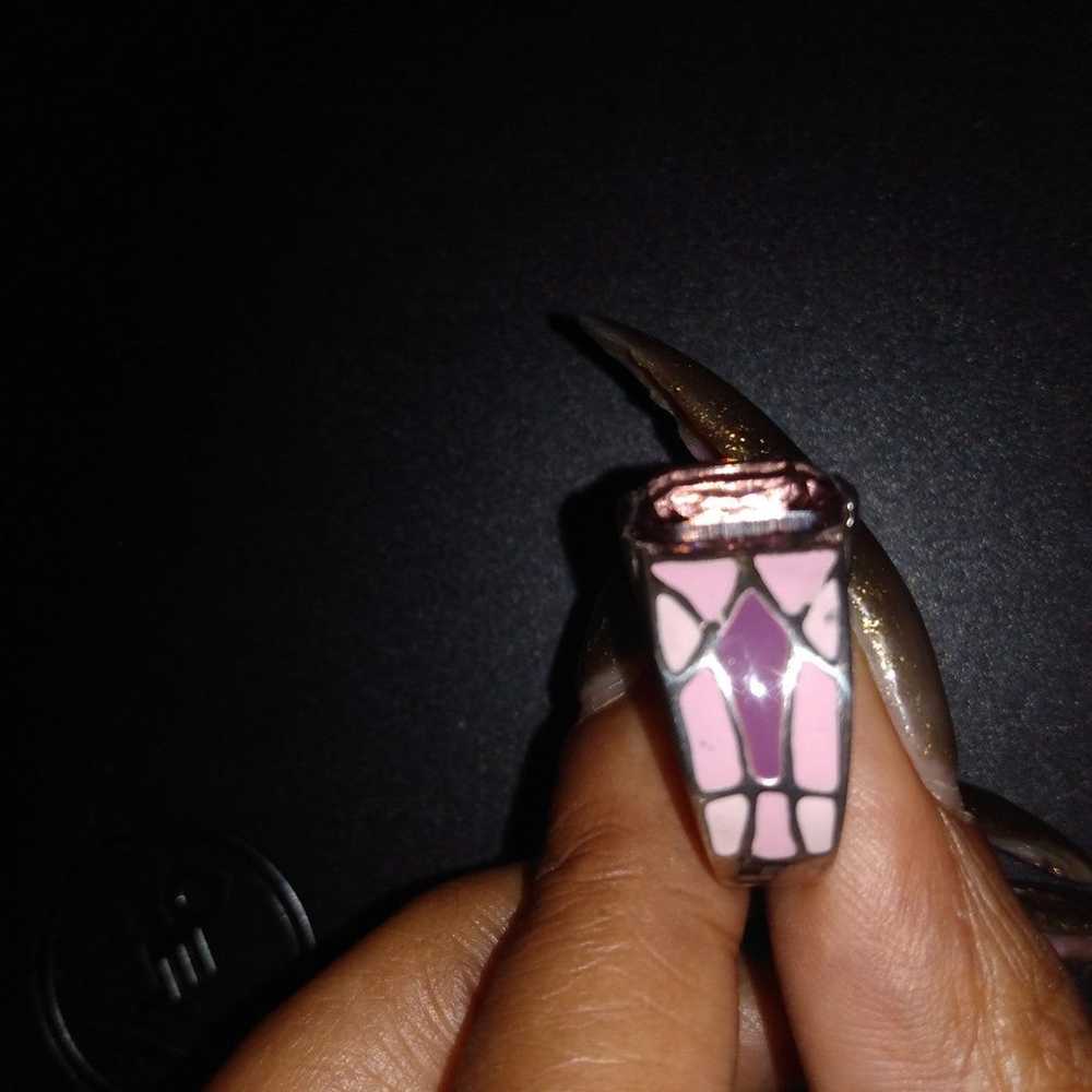 Sterling silver Pink & Purple ring - image 2