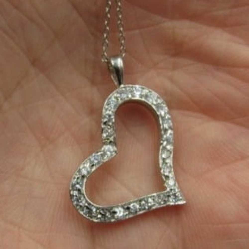 18" Sterling Unique Heart CZ Necklace - image 1