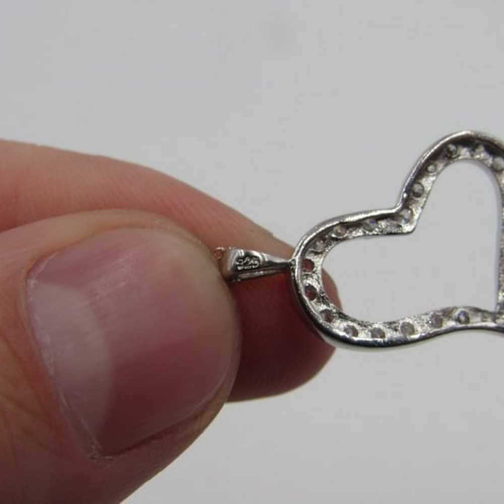 18" Sterling Unique Heart CZ Necklace - image 4