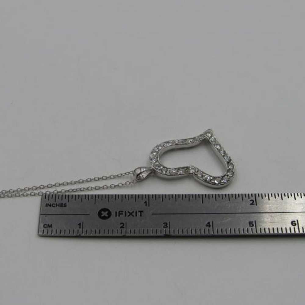 18" Sterling Unique Heart CZ Necklace - image 5