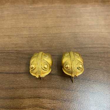 Aztec Gold Frog Earrings - image 1