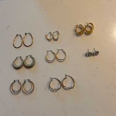 Set of 8 Earrings Vintage Gold