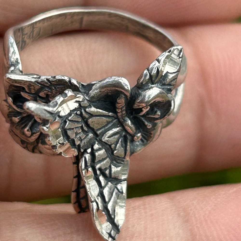 Vintage sterling silver solid butterfly fairy 3D … - image 11