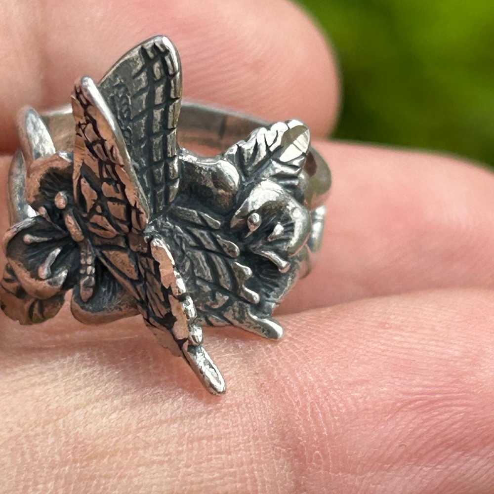 Vintage sterling silver solid butterfly fairy 3D … - image 2