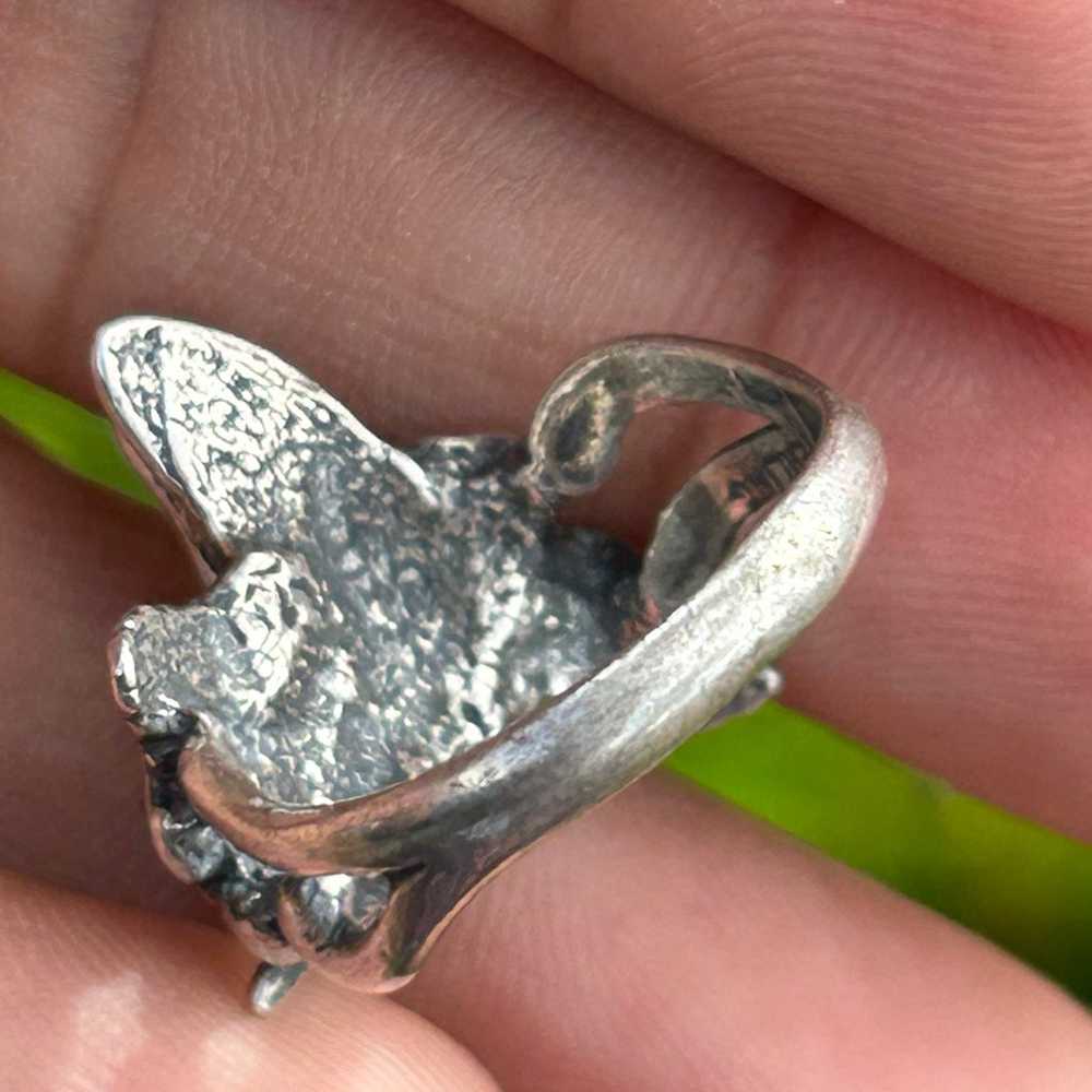 Vintage sterling silver solid butterfly fairy 3D … - image 6