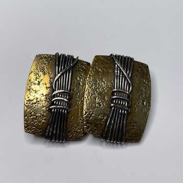 MARJORIE BAER VINTAGE MIXED METAL CLIP EARRINGS