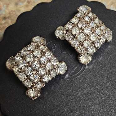 Vintage Clip-on Rhinestone Earrings - image 1