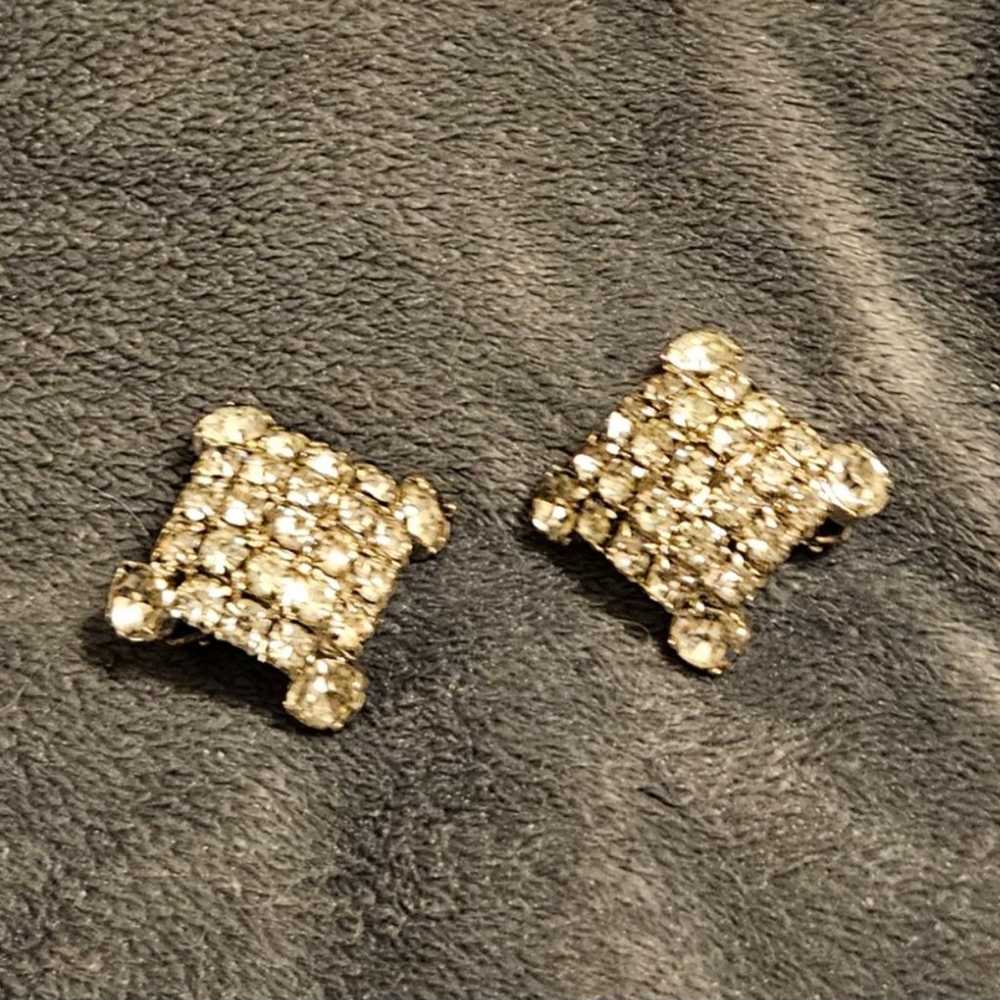 Vintage Clip-on Rhinestone Earrings - image 5