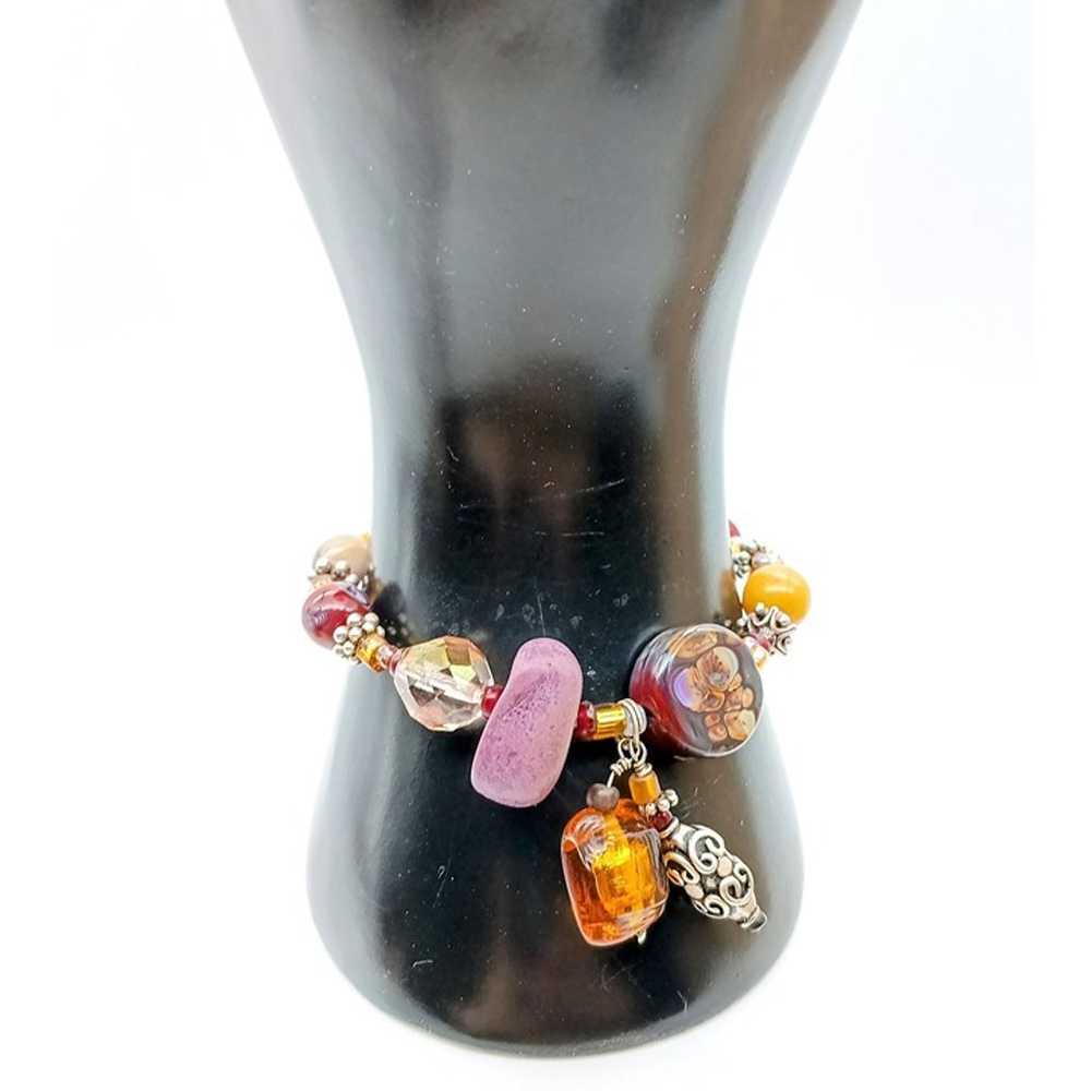 Lovely Mixed Media Beaded Bracelet, Vintage Chunk… - image 3