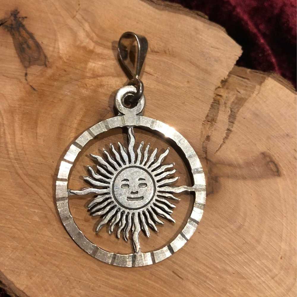 950 silver sun face pendant Mexico - image 1