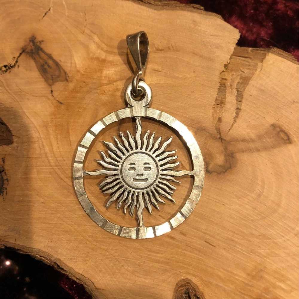 950 silver sun face pendant Mexico - image 2