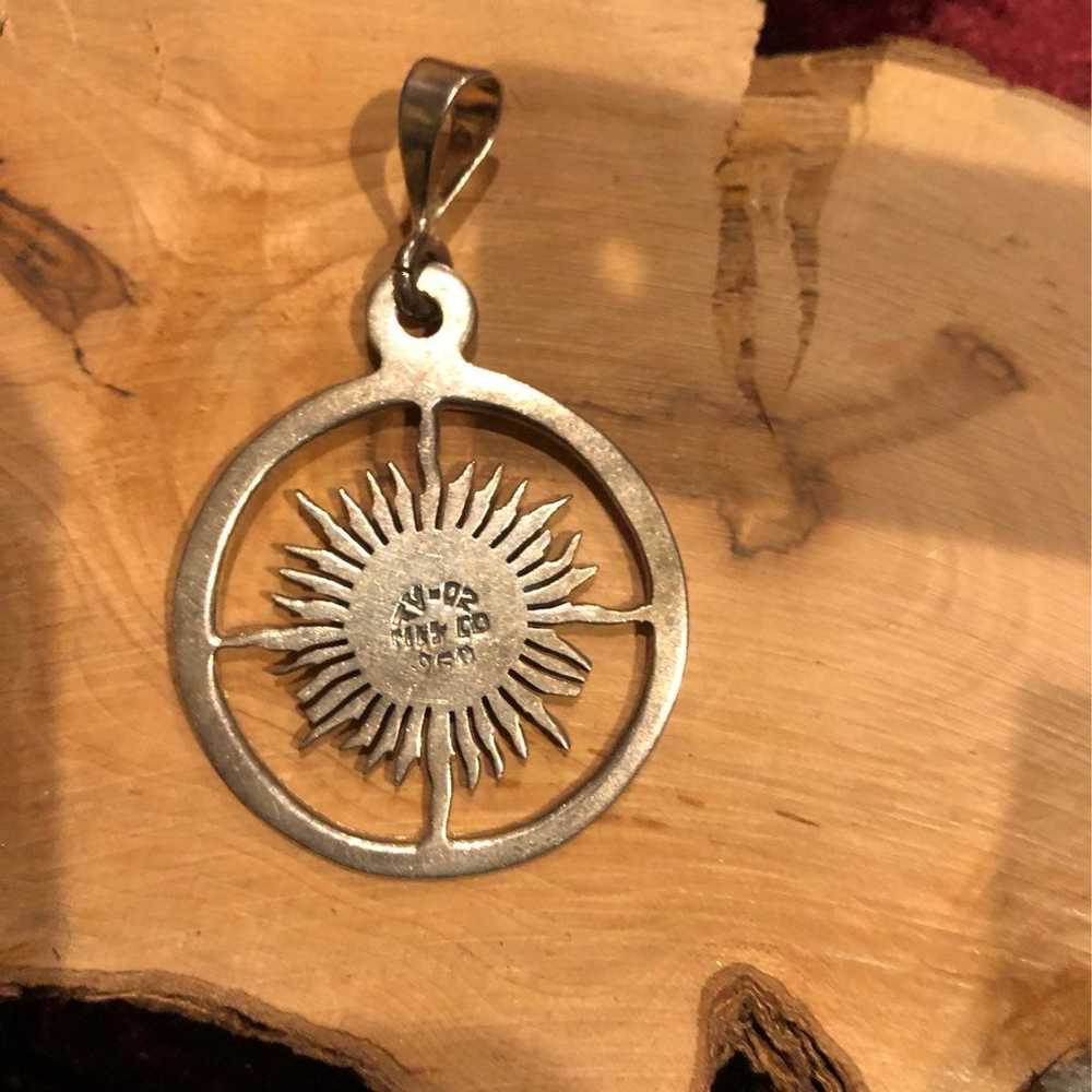 950 silver sun face pendant Mexico - image 4