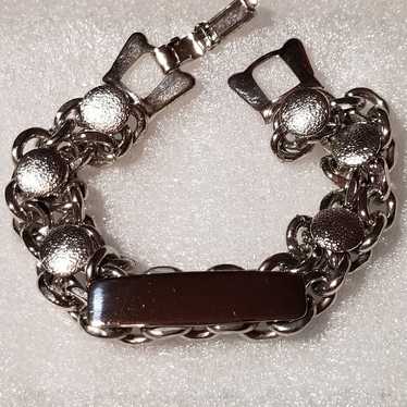 Vintage 1970s Heavy Chunky Studded ID Bracelet