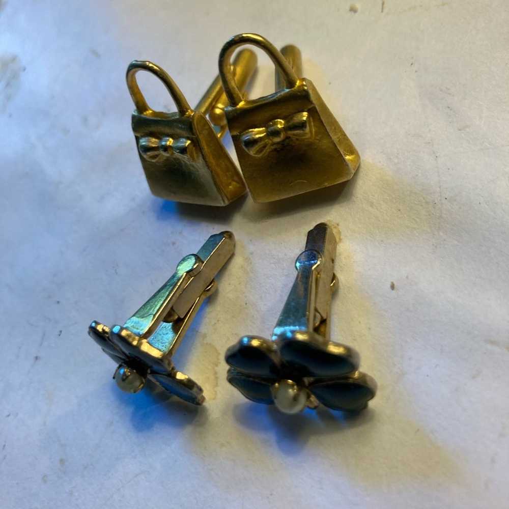 2 pairs of ladies Mid Century cufflinks - image 3