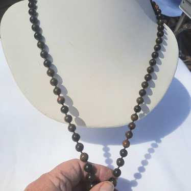 Vintage hand knotted beaded Jasper and Tigerseye … - image 1