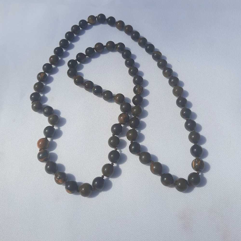 Vintage hand knotted beaded Jasper and Tigerseye … - image 2