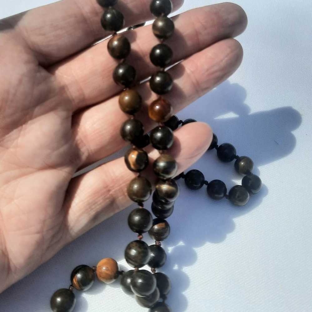 Vintage hand knotted beaded Jasper and Tigerseye … - image 3