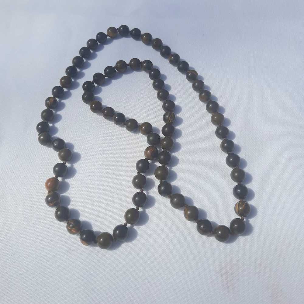 Vintage hand knotted beaded Jasper and Tigerseye … - image 4