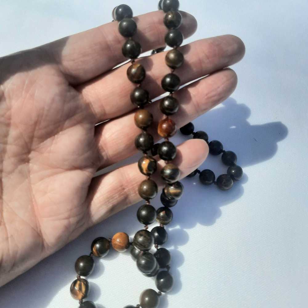 Vintage hand knotted beaded Jasper and Tigerseye … - image 5