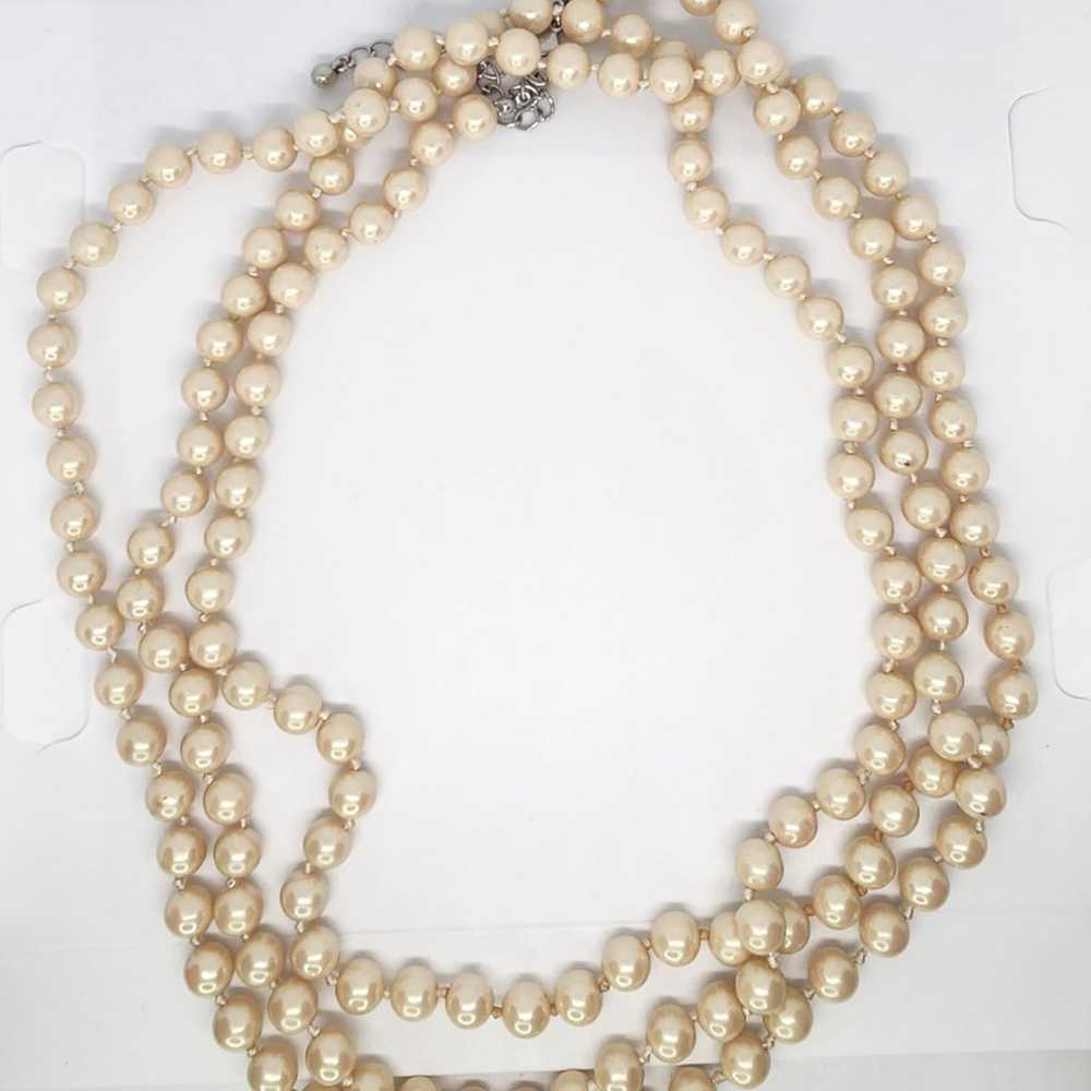 Vintage Faux Glass Pearl Extra Long 72" Hand Knot… - image 2