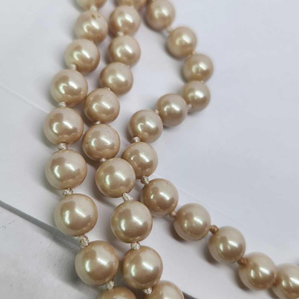 Vintage Faux Glass Pearl Extra Long 72" Hand Knot… - image 4