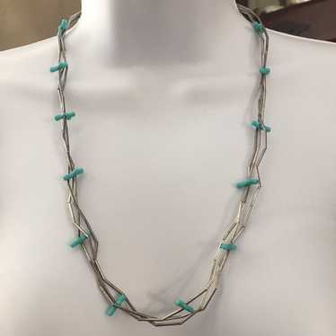 Silver turquoise necklace - image 1