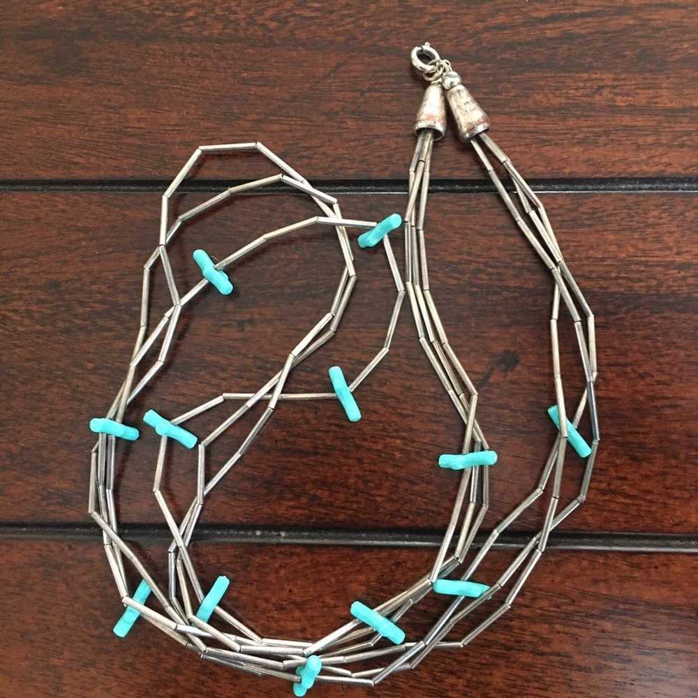 Silver turquoise necklace - image 5