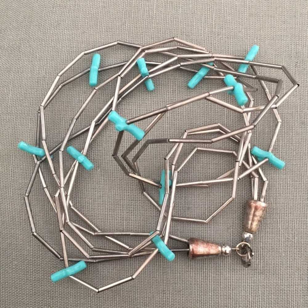 Silver turquoise necklace - image 6