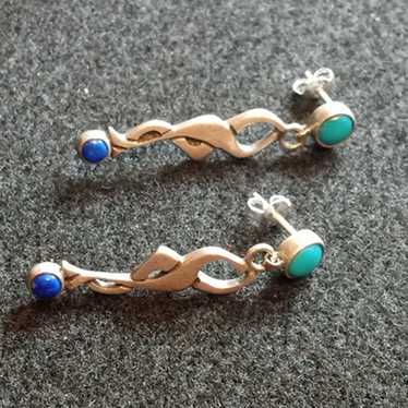 Sterling Silver Turquoise and Lapis Southwest Earr