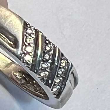 Vtg Sterling Silver Ladies Designer Ring Diamonds - image 1