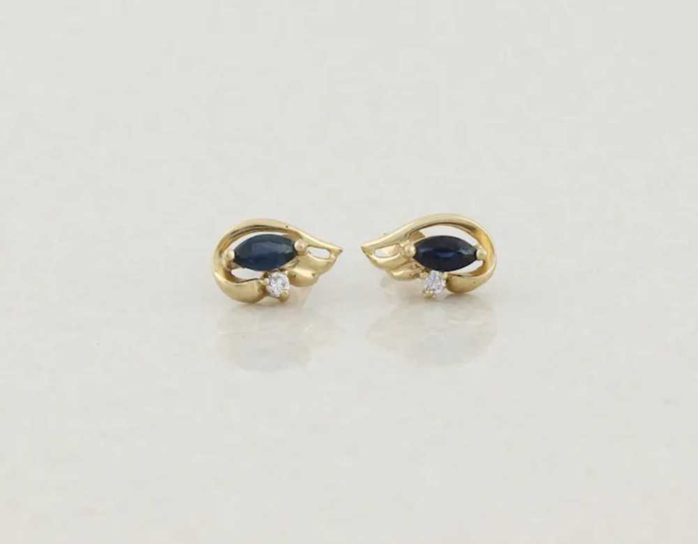 10k Yellow Gold Natural Blue Sapphire and Cz Earr… - image 7