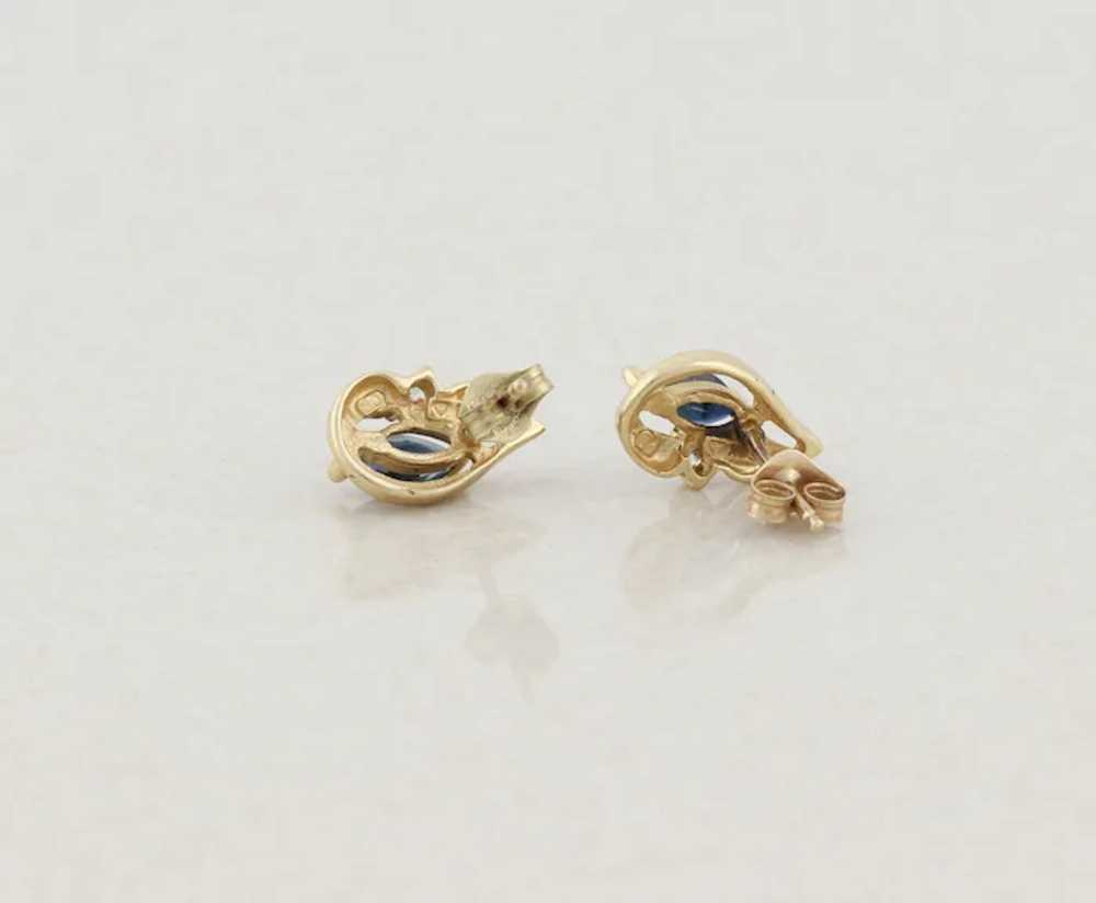 10k Yellow Gold Natural Blue Sapphire and Cz Earr… - image 8