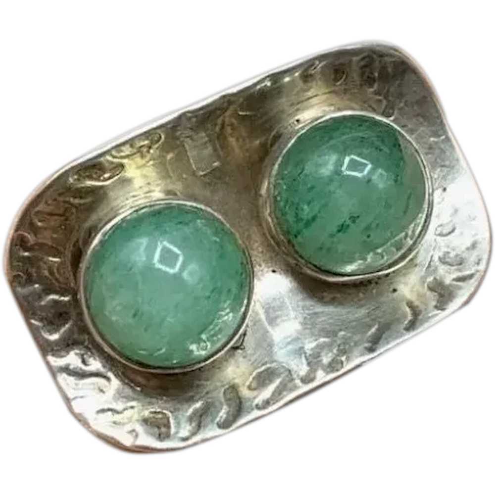 Green Onyx Sterling Silver Ring Size 6 Bullet Sha… - image 1