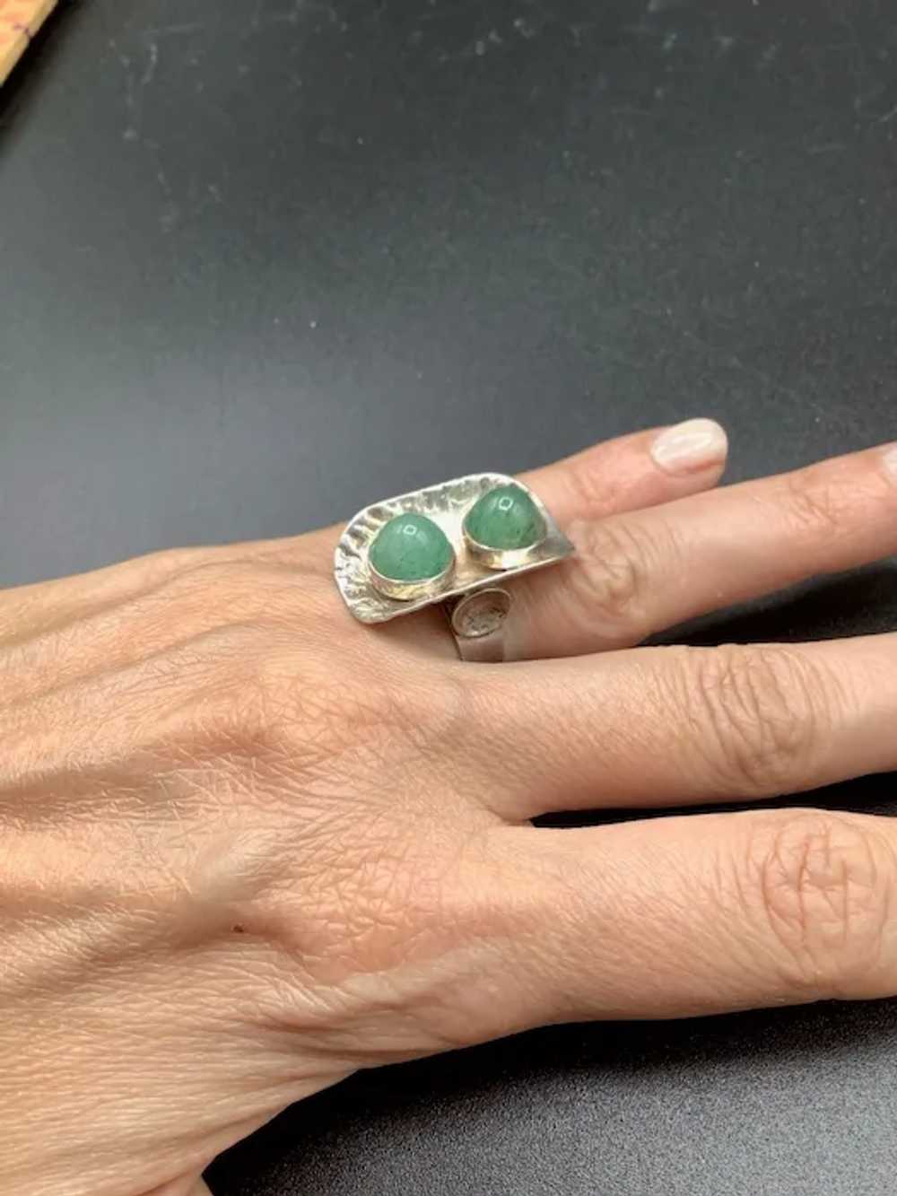 Green Onyx Sterling Silver Ring Size 6 Bullet Sha… - image 2