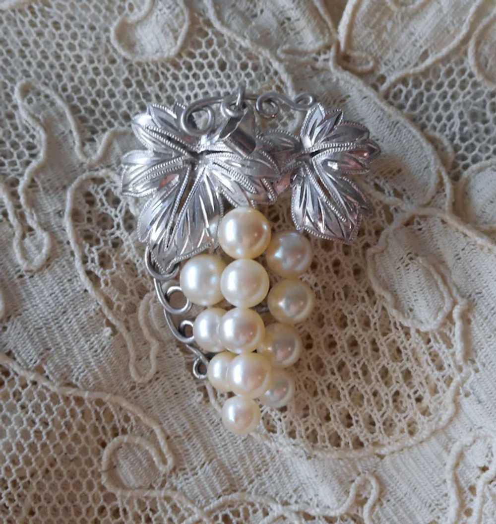 Mid Century Japan Akoya Pearls Sterling Silver Pe… - image 11