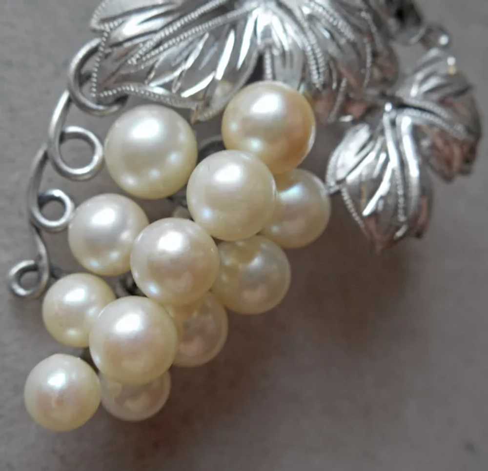 Mid Century Japan Akoya Pearls Sterling Silver Pe… - image 4